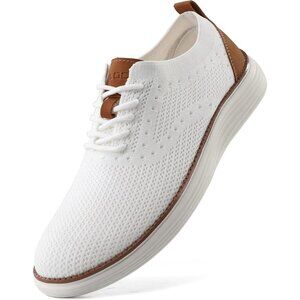 Men White Casual Sneakers Mesh Breathable Walking Tennis Lace up Shoes